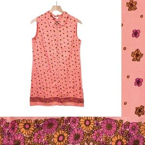 ✨sold✨ True Vintage 60’s Mod Wildflower Coral Floral Shift Collared  Dress